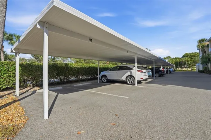 View of covered parking lot