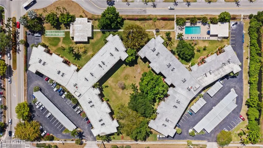 Aerial view of of both buildings