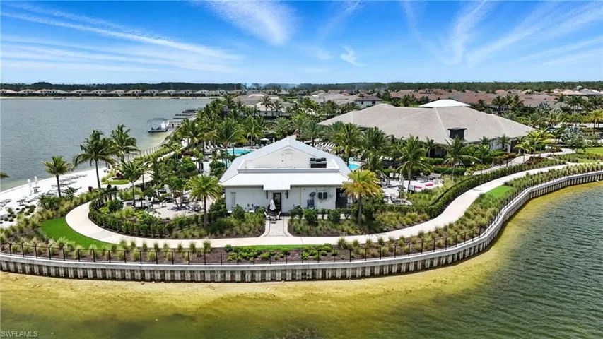 View from above of property with a nearby body of water