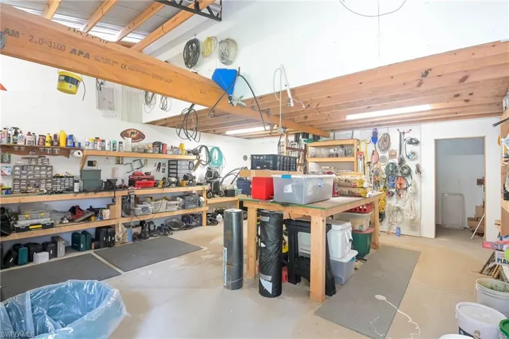 Enclosed workshop in barn.
