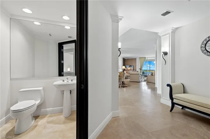 Powder room off foyer