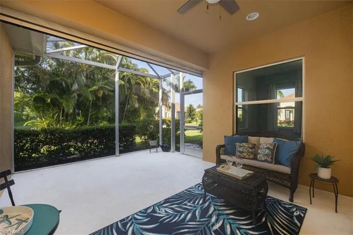 Extended screened lanai, plenty of space for lounging and enjoying the lush tropical landscaping
