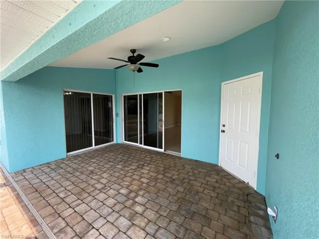 View of patio / terrace with a ceiling fan