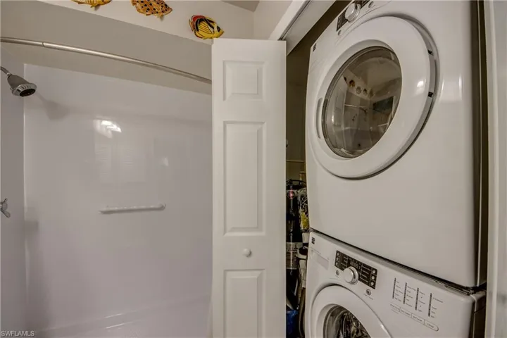 Stacked W/D in secondary bath