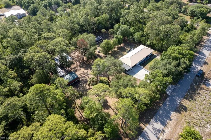 Aerial view with a wooded view