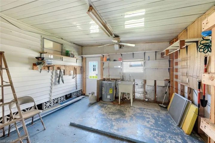 Garage with water heater