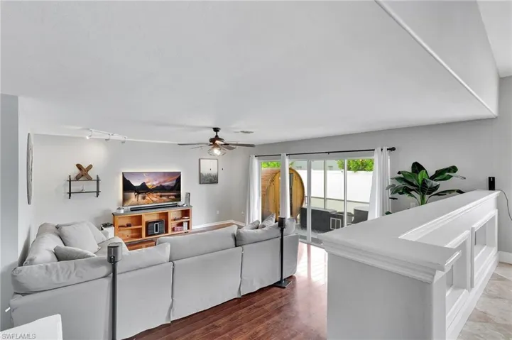 View of the family room at split level