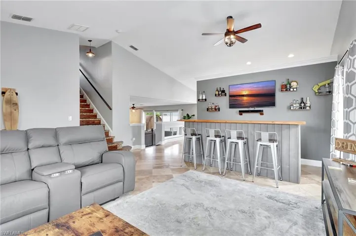 View of the bar area off of the front room.