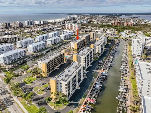 View of urban area with a large body of water