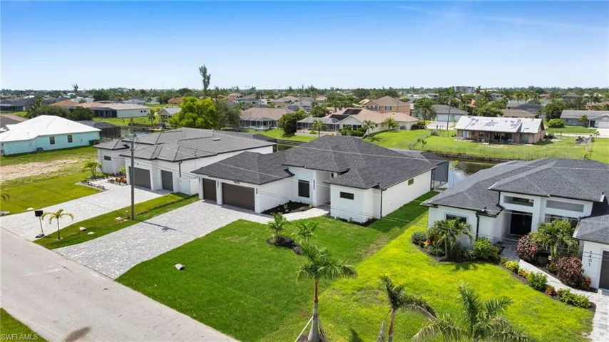 Aerial perspective of suburban area