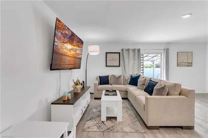 Living room featuring light wood-type flooring