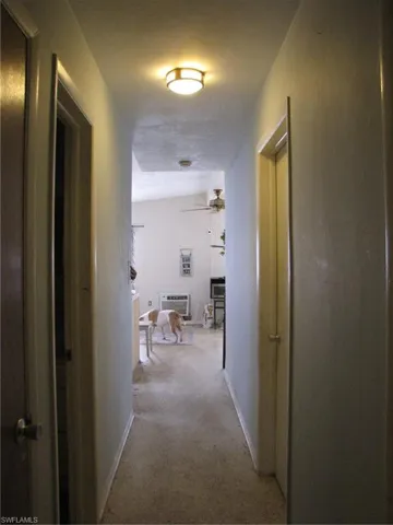 Corridor featuring carpet floors