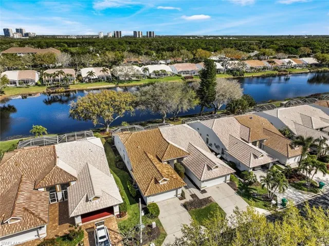 Aerial view of lake and home