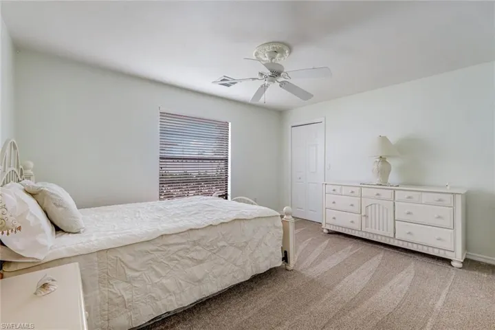 Guest Bedroom, Queen Bed & Dresser w fresh carpet & walk-in closet