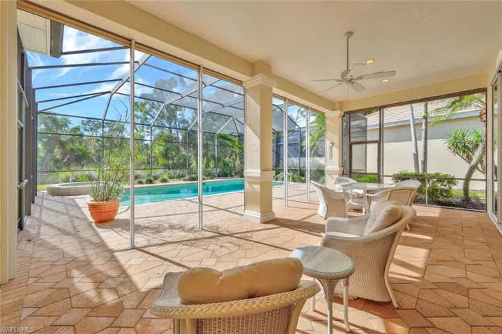 Screend covered Lanai fan, and a pool