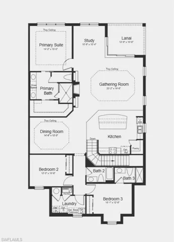 Floor Plan - Additional Highlights Include: laundry room sink, crown molding, shower in place of tub in the secondary bath, and all appliances included