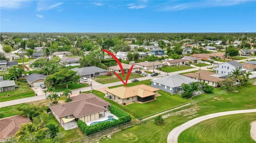 Aerial view of residential area