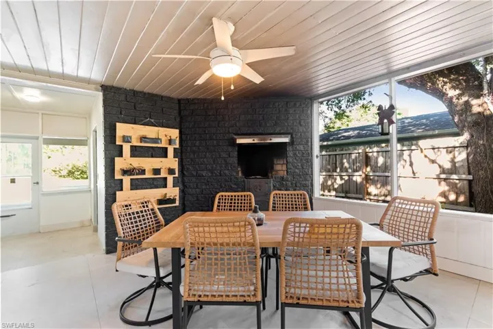 Lanai with charcoal burning grill and exhaust fan