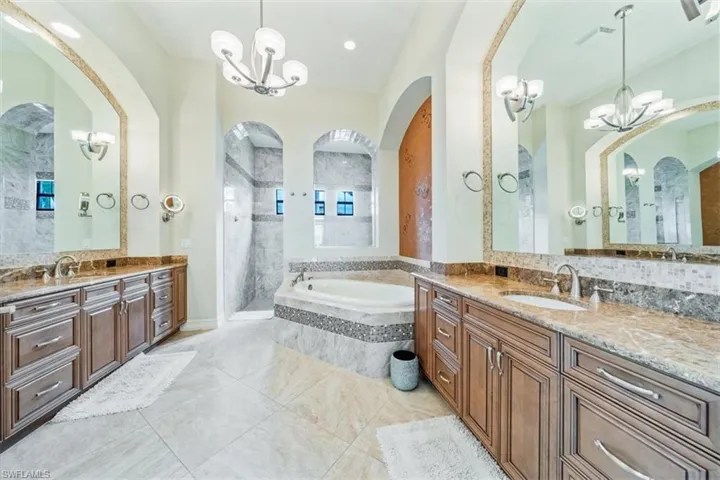 Double Sinks, Tub and Large Shower