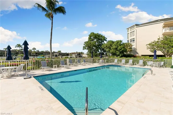 Excellent pool area overlooking the water