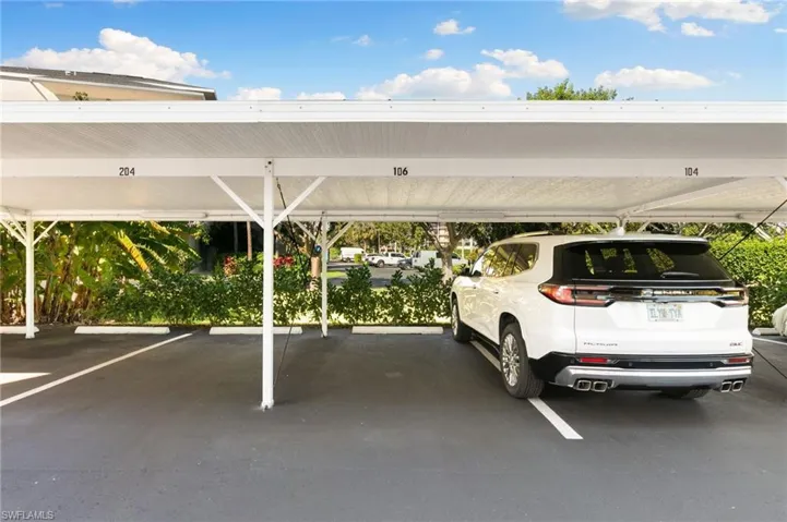 Assigned parking space, covered