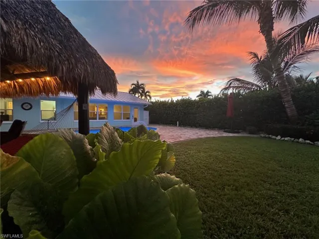 sunset from the backyard facing the home