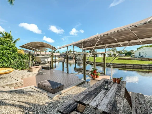 Dock was installed in 2016 with 7,500 lbs lift and canopy. View facing North