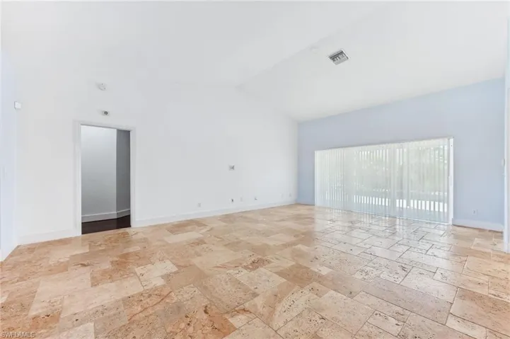 Living room with blind pulled closed.