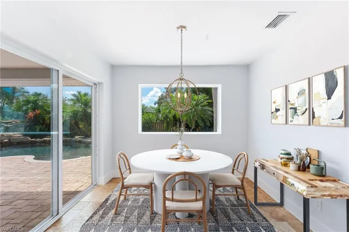 Virtually staged breakfast nook.