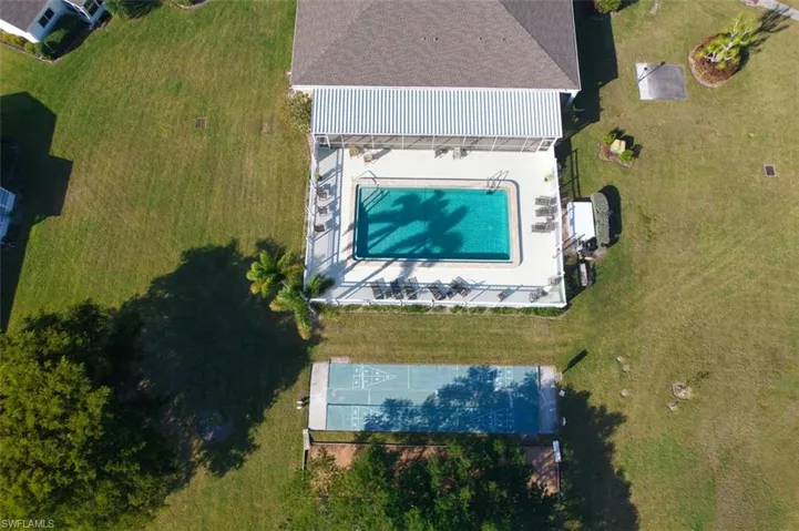 Aerial view of a pool