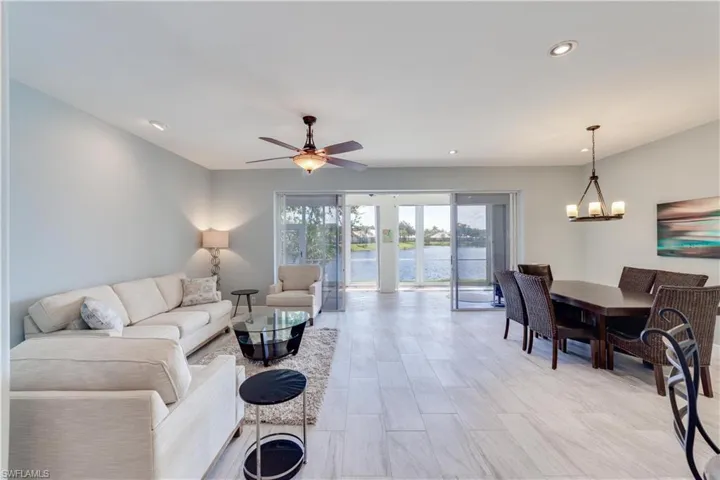 Living and Dining areas with Lake View