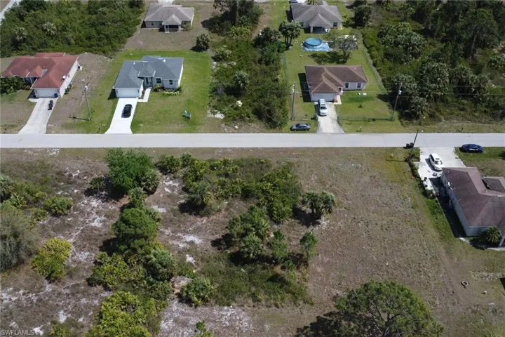 Birds eye view of property with a residential view