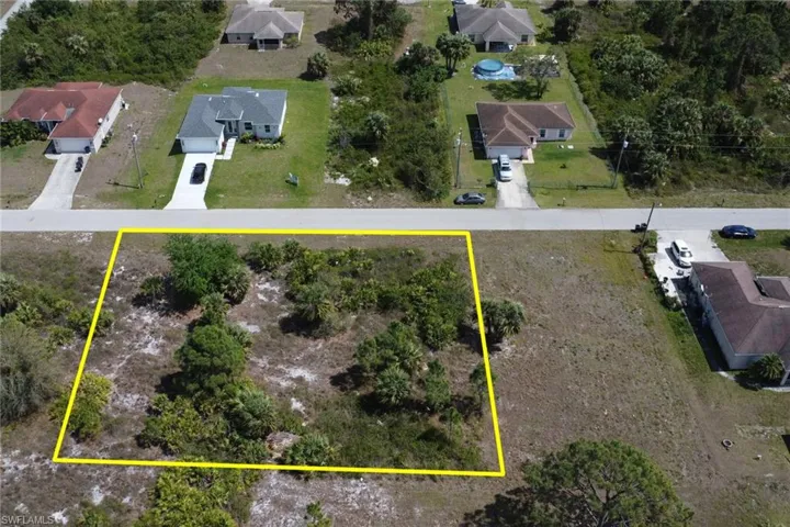 Birds eye view of property with a residential view