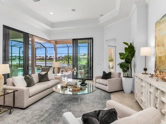 Open air family room featuring zero-corner sliding doors.