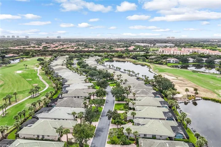 Bird's eye view of a large body of water and a golf course