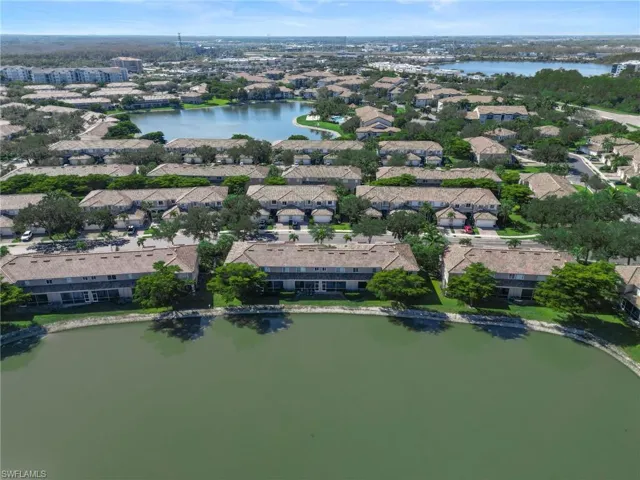 Aerial view of a nearby body of water