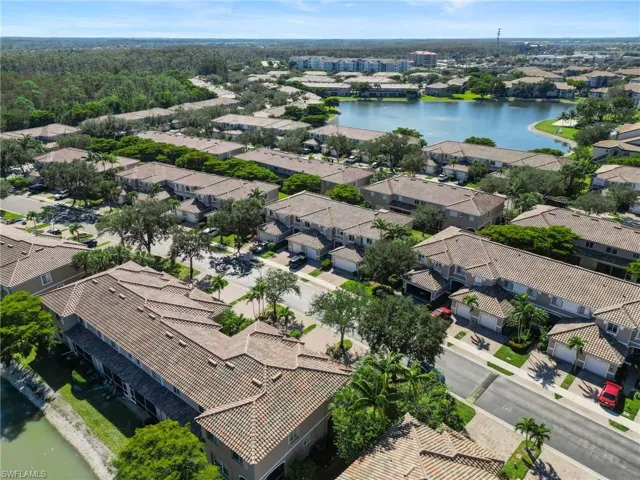 Bird's eye view of a nearby body of water