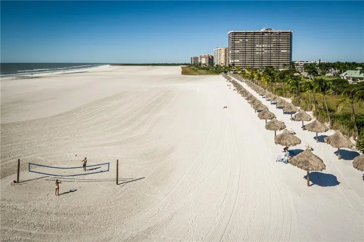 Wide, white sand beach