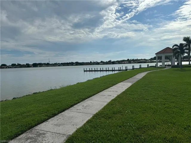 Boat launch view with a gazebo