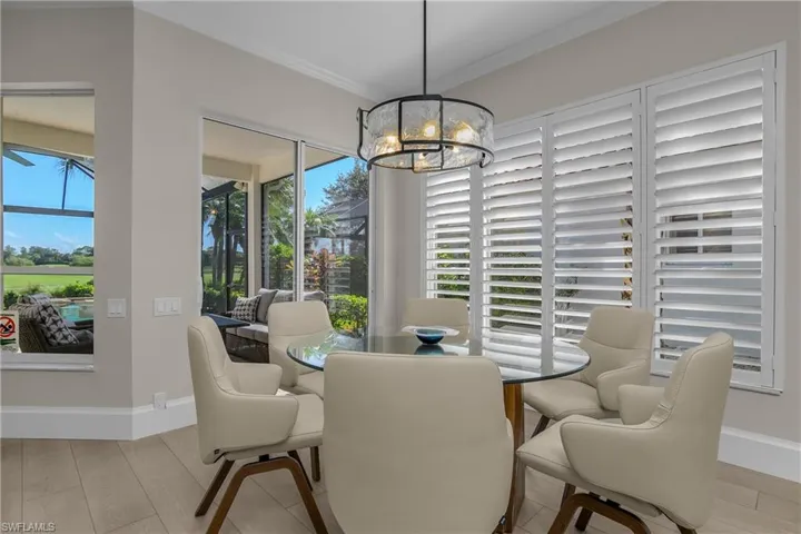 Light and bright with new fixture and plantation shutters.