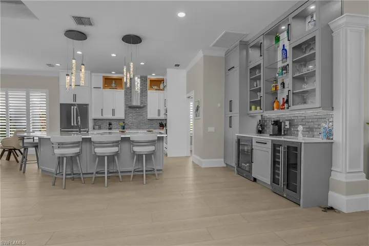 The home is an automated high tech sanctuary where the majority of the house can be accessed, connected, and controlled via a high speed Wi-Fi network. A single tap of your cell phone controls the pool/spa functions, kitchen appliances, HVAC thermostat, etc.