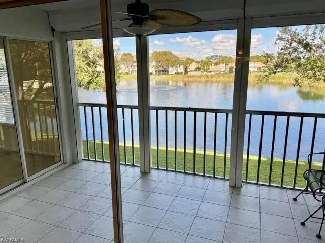 Screened Balcony with a water view and electrical Hurricane shutter