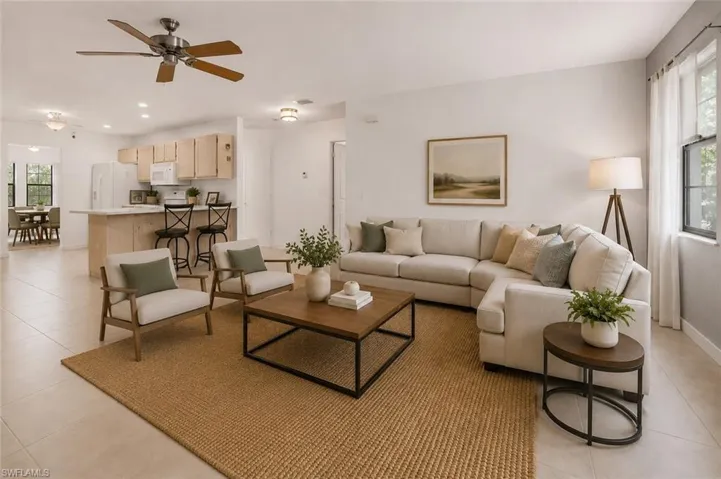 Virtually Staged family room off the kitchen