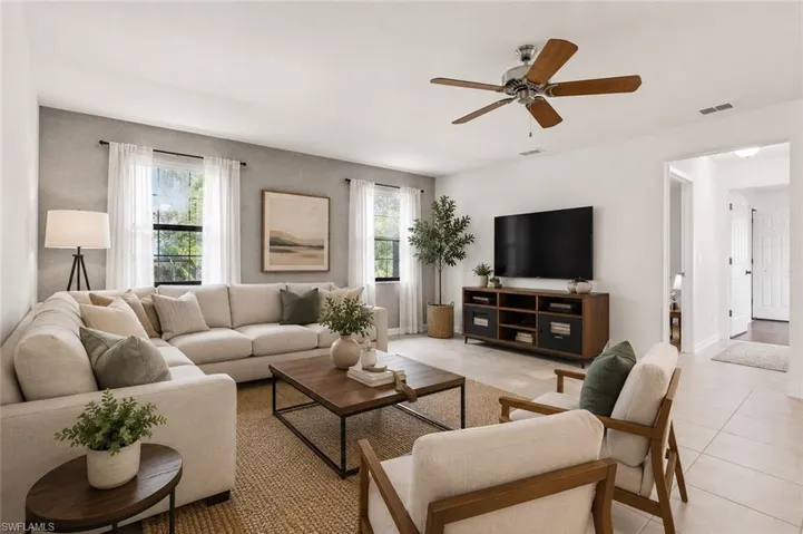 Virtually Staged family room off the kitchen