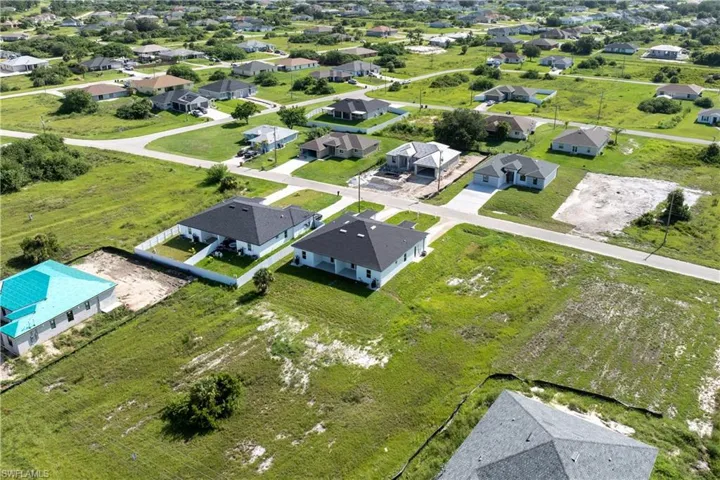 Aerial perspective of suburban area