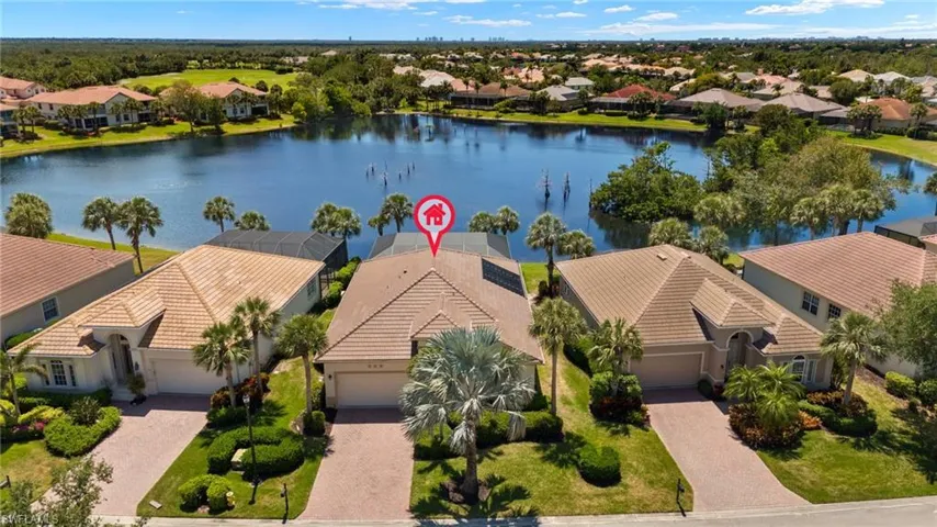 Aerial view with a residential view and a water view
