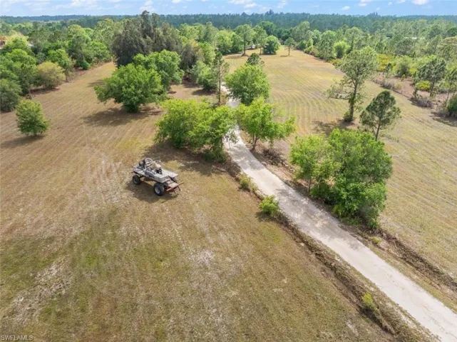 Bird's eye view featuring a forest view and a rural view