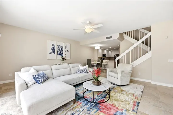 Great/Living Room and stairway to the second floor