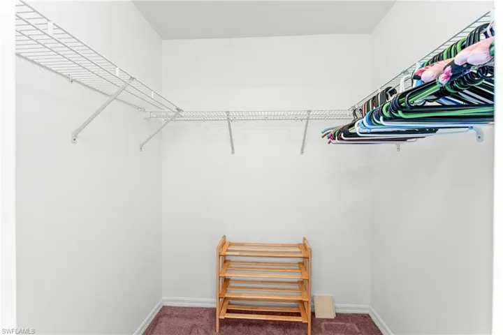 Walk in closet with carpet