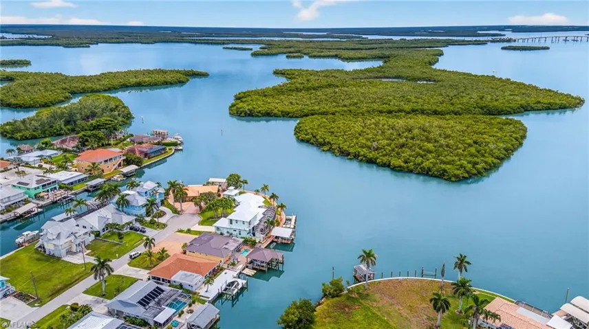 Aerial view of a large body of water